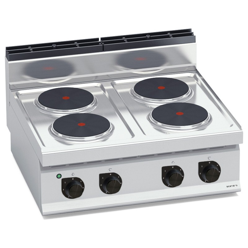 Cocina eléctrica industrial 4 placas redondas de sobremesa Berto's Macros 700