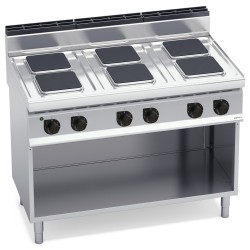Cocina eléctrica industrial 6 placas cuadradas con mueble Macros 700