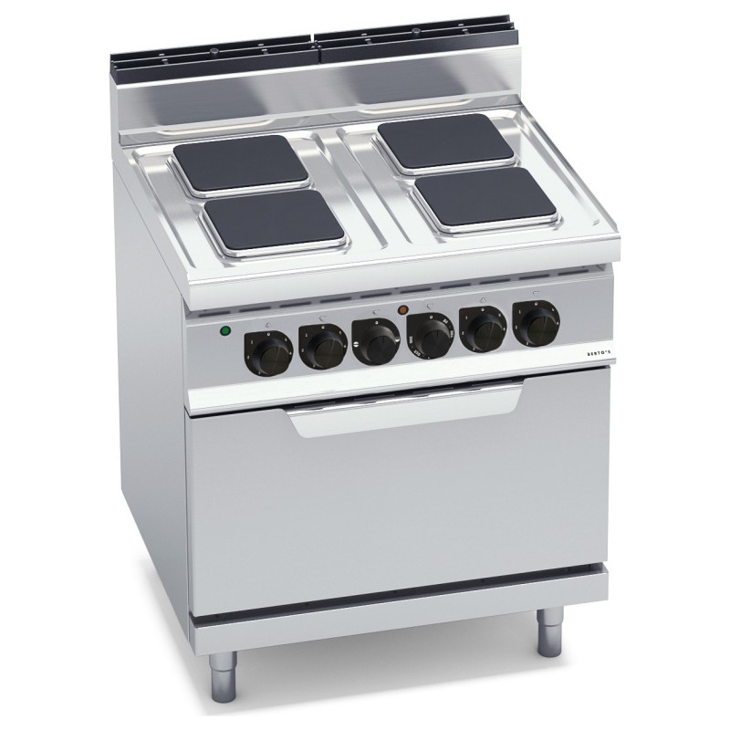 Cocina eléctrica industrial 4 placas cuadradas con horno eléctrico GN 2/1 Berto's Macros 700