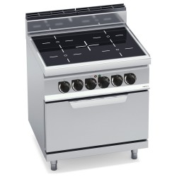 Cocina vitrocerámica industrial 4 zonas con horno eléctrico GN 2/1 Macros 700