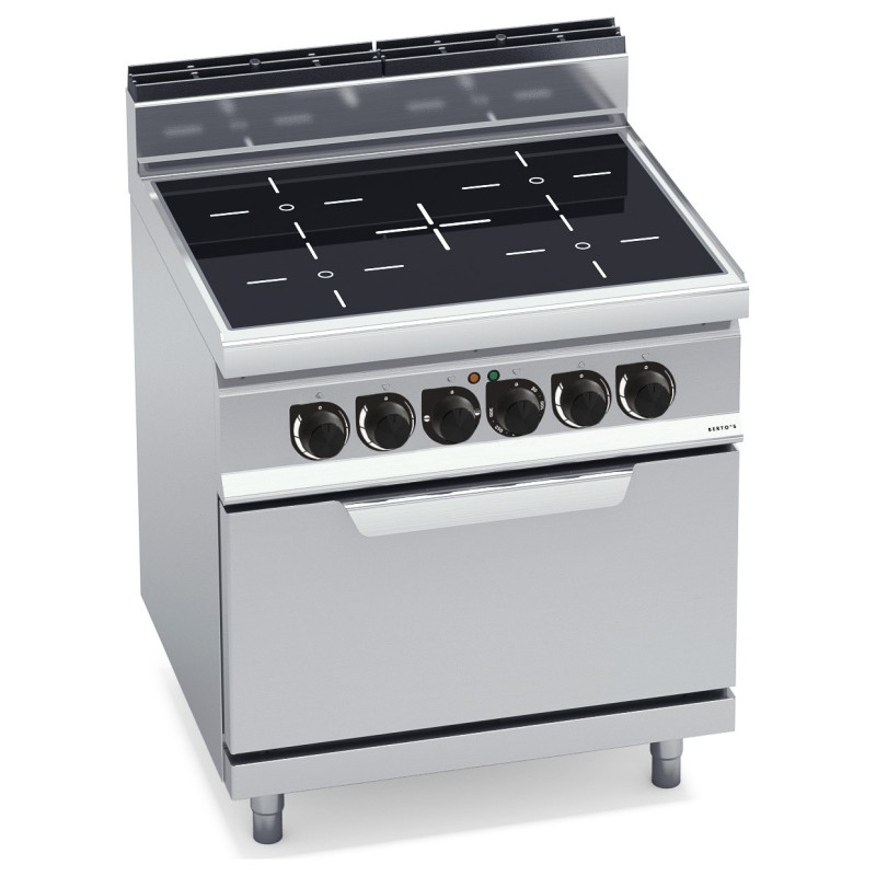 Cocina vitrocerámica industrial 4 zonas con horno eléctrico GN 2/1 Berto's Macros 700