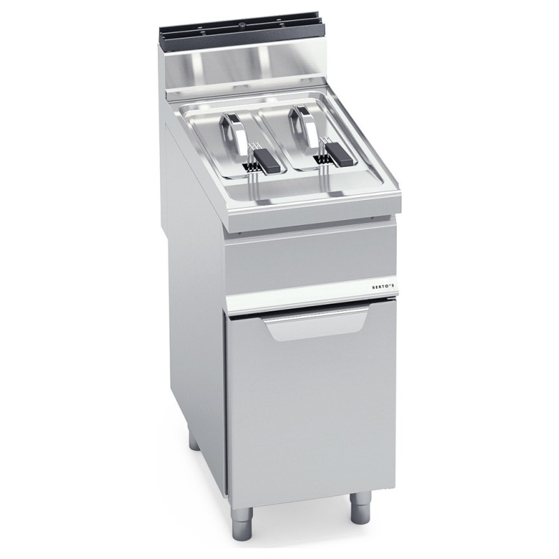 Freidora industrial a gas 7+7 litros con mueble Berto's Macros 700