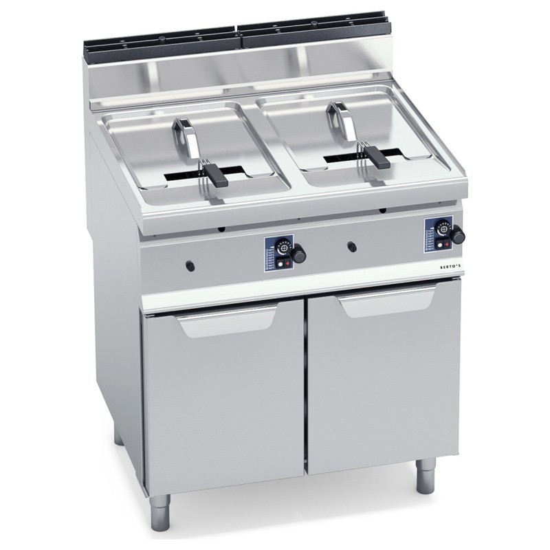 Freidora industrial a gas 10+10 litros con mueble Berto's Macros 700