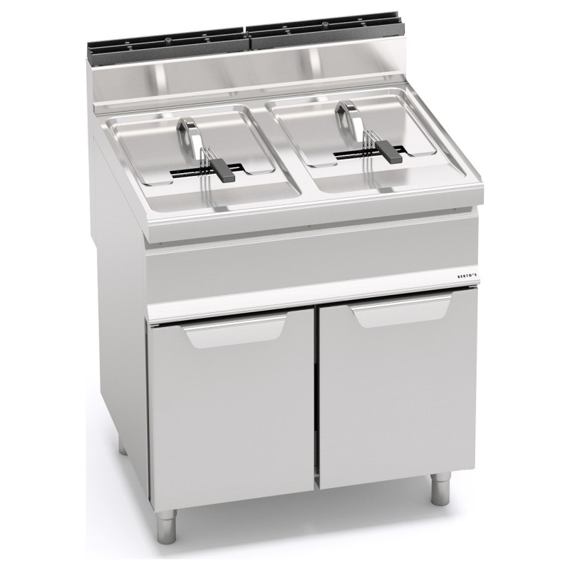 Freidora industrial a gas 15+15 litros con mueble Berto's Macros 700