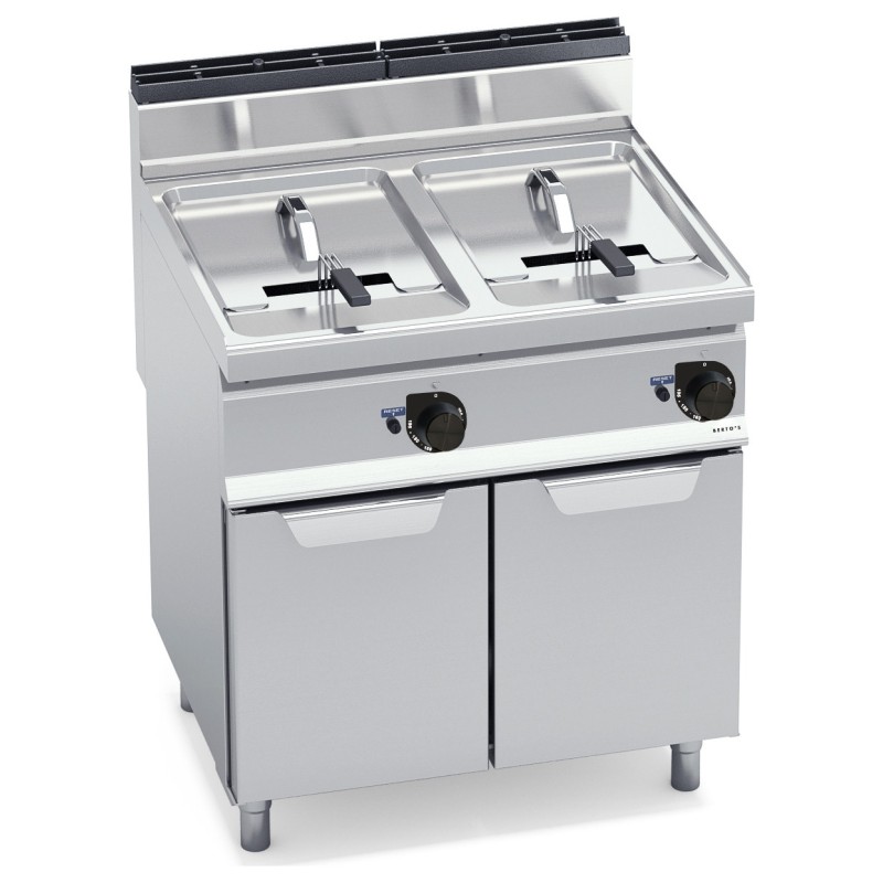 Freidora industrial a gas indirecta 18+18 litros con mueble Berto's Macros 700