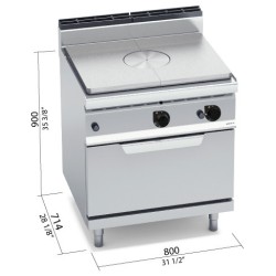 Placa radiante a gas coup de feu con horno a gas GN 2/1 Berto's Macros 700