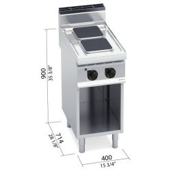 Cocina eléctrica industrial 2 placas cuadradas con mueble Berto's Macros 700