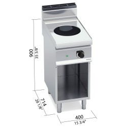 Wok de inducción industrial 3,5 kW con mueble Berto's Macros 700