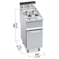 Freidora industrial a gas 7+7 litros con mueble Berto's Macros 700