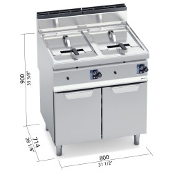 Freidora industrial a gas 10+10 litros con mueble Berto's Macros 700