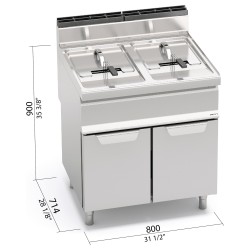 Freidora industrial a gas 15+15 litros con mueble Berto's Macros 700