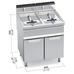 Freidora industrial a gas 20+20 litros con mueble Berto's Macros 700