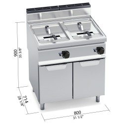 Freidora industrial a gas indirecta 18+18 litros con mueble Berto's Macros 700