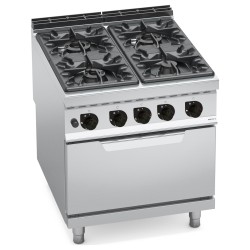 Cocina a gas industrial 4 fuegos Max Power con horno a gas GN 2/1 Maxima 900