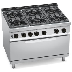 Cocina a gas industrial 6 fuegos con horno a gas Maxi Maxima 900