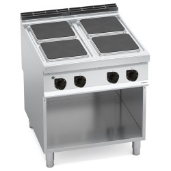 Cocina eléctrica industrial 4 placas cuadradas sobre mueble Maxima 900