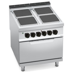 Cocina eléctrica industrial 4 placas con horno eléctrico GN 2/1 Maxima 900