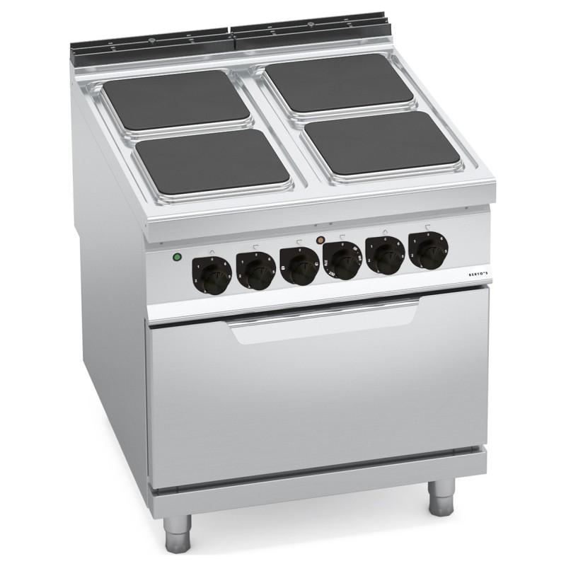 Cocina eléctrica industrial 4 placas con horno eléctrico GN 2/1 Berto's Maxima 900