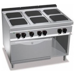Cocina eléctrica industrial 6 placas con horno eléctrico GN 2/1 Maxima 900