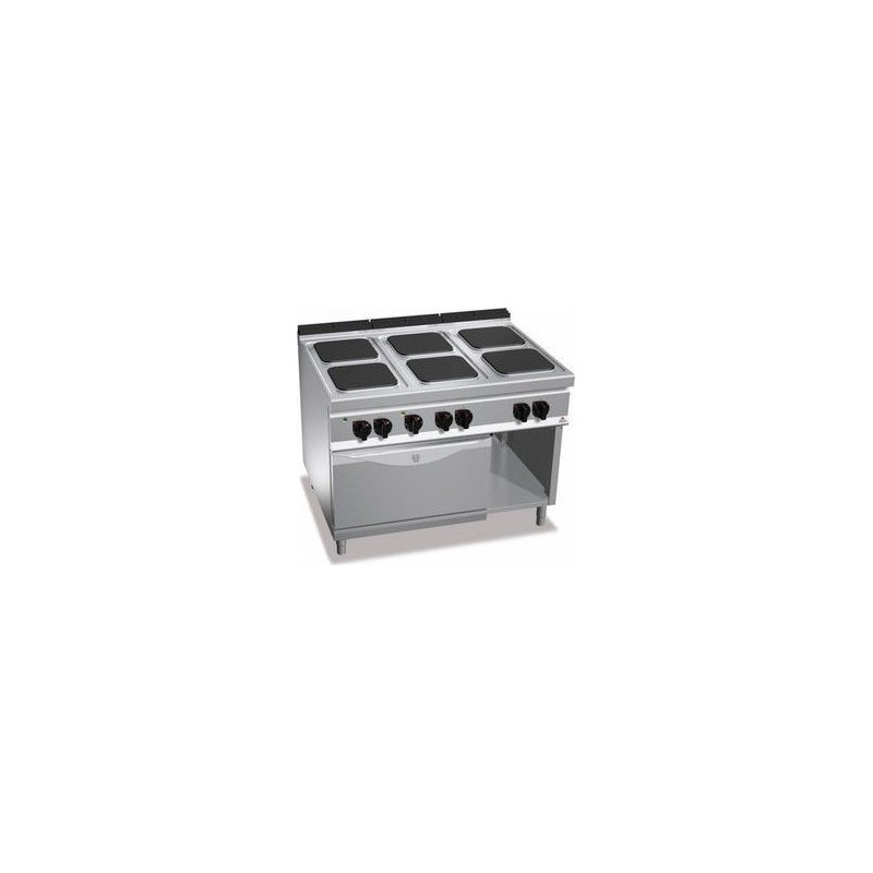 Cocina eléctrica industrial 6 placas con horno eléctrico GN 2/1 Berto's Maxima 900