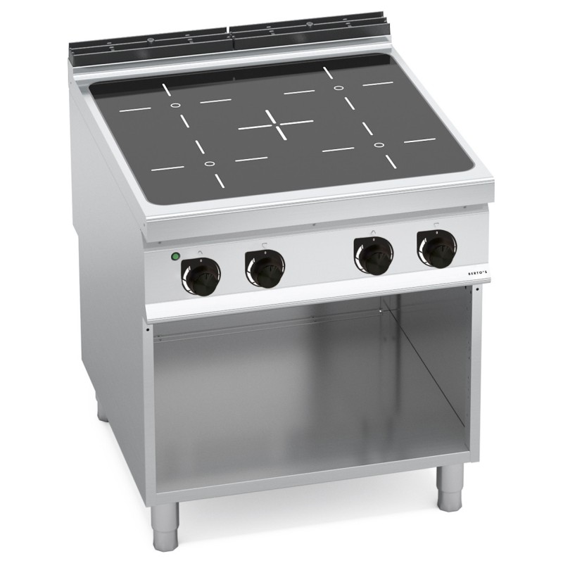 Cocina vitrocerámica industrial 4 zonas sobre mueble Berto's Maxima 900
