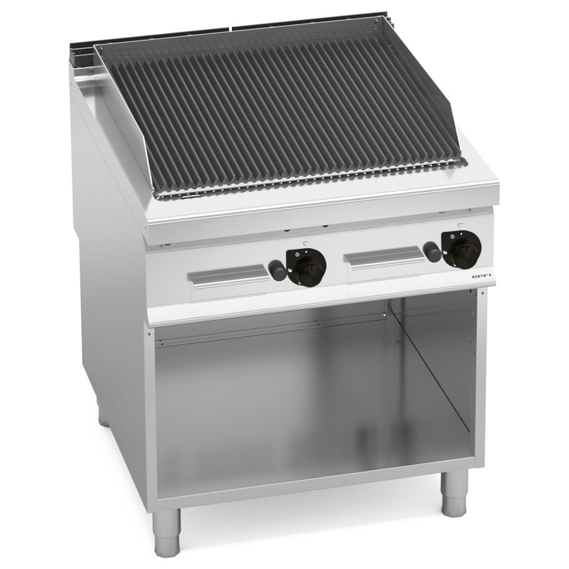 Barbacoa de piedra volcánica a gas 18 kW sobre mueble Berto's Maxima 900