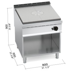 Placa radiante a gas coup de feu sobre mueble Berto's Maxima 900