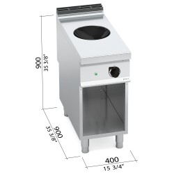 Wok de inducción industrial 5 kW sobre mueble Berto's Maxima 900