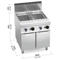Cuece pastas a gas industrial 2 cubas 40+40 litros Berto's Maxima 900