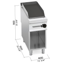 Barbacoa de piedra volcánica a gas 9 kW sobre mueble Berto's Maxima 900