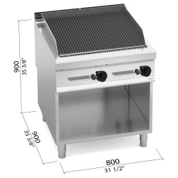 Barbacoa de piedra volcánica a gas 18 kW sobre mueble Berto's Maxima 900