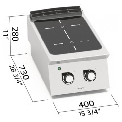Cocina vitrocerámica industrial 2 zonas de sobremesa S700