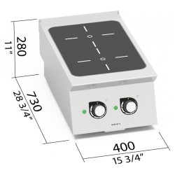 Cocina de inducción industrial 2 zonas de sobremesa S700