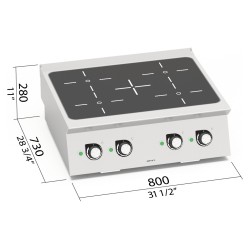 Cocina de inducción industrial 4 zonas de sobremesa S700