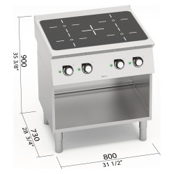 Cocina de inducción industrial 4 zonas con mueble S700