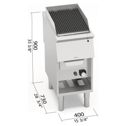 Parrilla a gas industrial 400 con fondo de agua y mueble Berto's S700