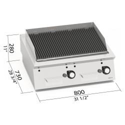 Barbacoa de piedra volcánica a gas 800 de sobremesa Berto's S700