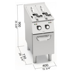 Freidora industrial eléctrica 2 cubas 7+7 litros con mueble Berto's S700