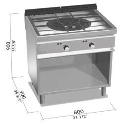 Paellero a gas industrial 27,2 kW sobre mueble Berto's S900