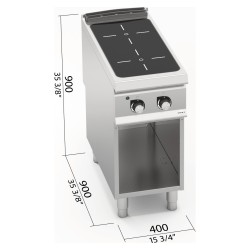 Cocina vitrocerámica industrial 2 zonas sobre mueble S900