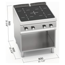 Cocina vitrocerámica industrial 4 zonas sobre mueble S900