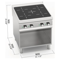 Cocina de inducción industrial 4 zonas sobre mueble S900