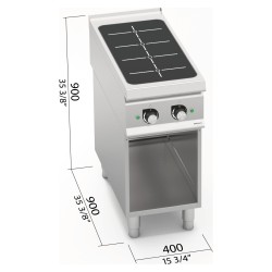 Cocina de inducción industrial 2 zonas de 7 kW sobre mueble S900
