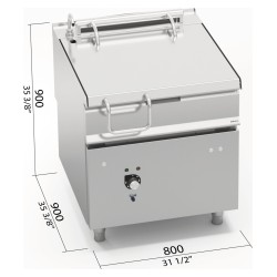 Sartén basculante eléctrica industrial 80 litros con elevación motorizada Berto's S900