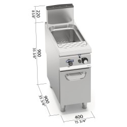 Cuece pastas a gas industrial 40 litros sobre mueble Berto's S900