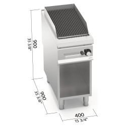 Barbacoa de piedra volcánica a gas 400 sobre mueble Berto's S900