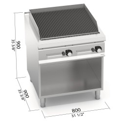 Barbacoa de piedra volcánica a gas 800 sobre mueble Berto's S900