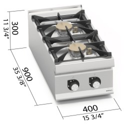 Cocina a gas industrial 2 fuegos Max Power de sobremesa Berto's LX900 Top