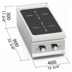 Cocina de inducción industrial 2 zonas de sobremesa LX900 Top