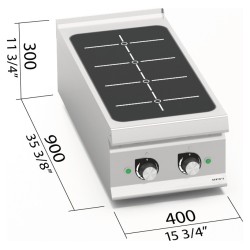 Cocina de inducción industrial 2 zonas de 7 kW de sobremesa LX900 Top